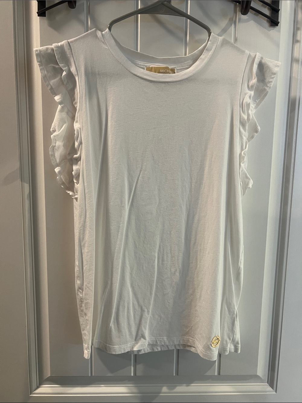 Michael Kors White Ruffle Sleeve Tank Top